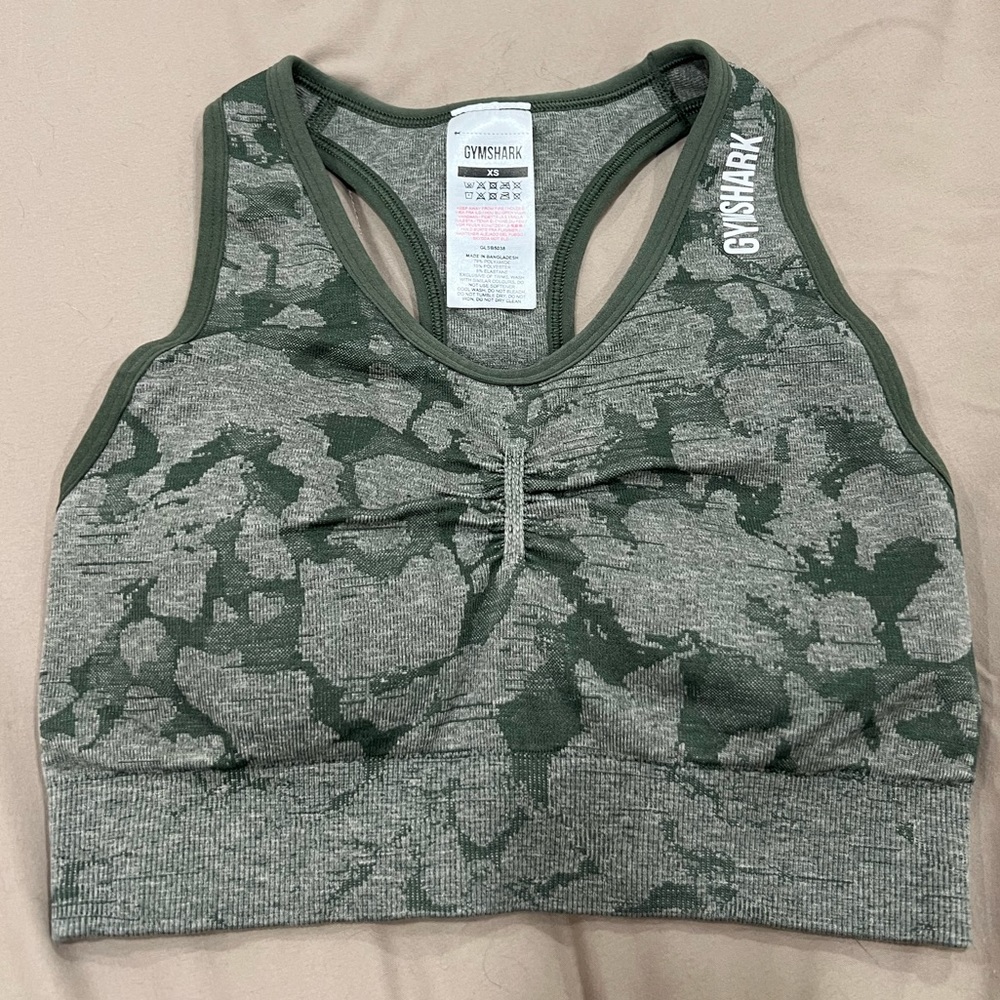 Green Camo Gymshark Sports Bra